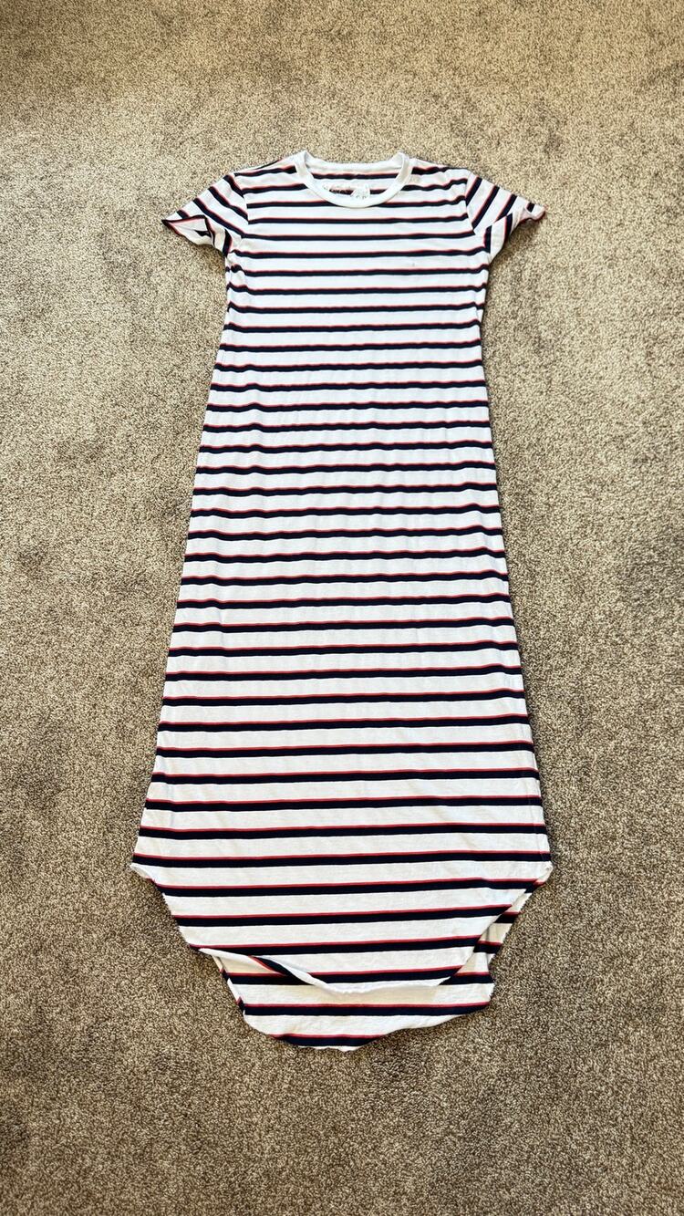 Frank & Eileen Harper Perfect Tee Maxi Dress Size Small Red Navy White